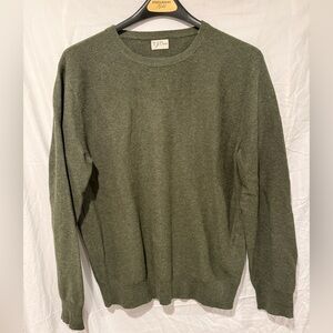 J. Crew Re-Imagined Cotton Knit Olive Crewneck Sweater, Sz Small